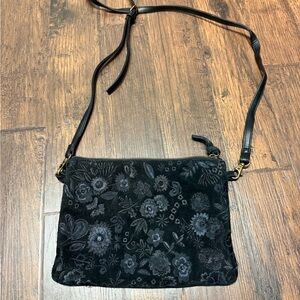 Lucky Brand Floral Black Embroidered  Crossbody Bag